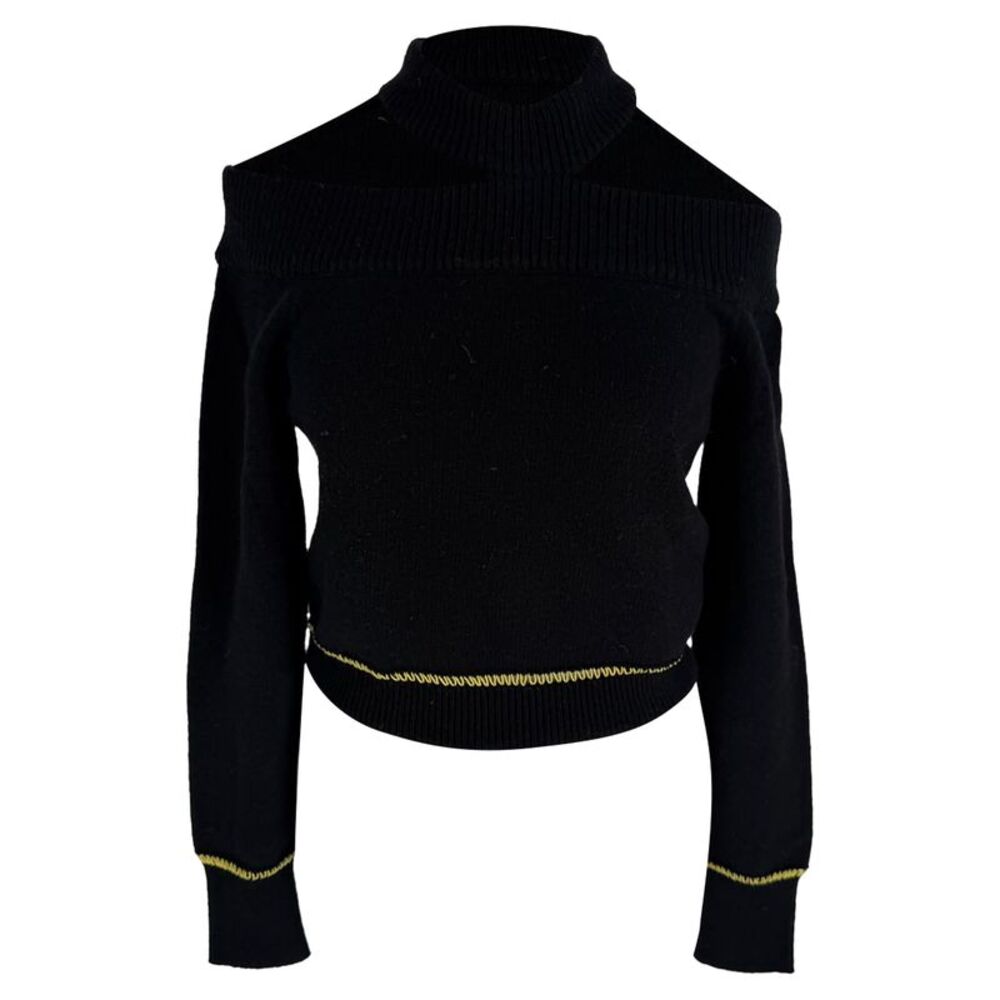 Alexander McQueen Cold Shoulder Knitted Sweater in Black Wool